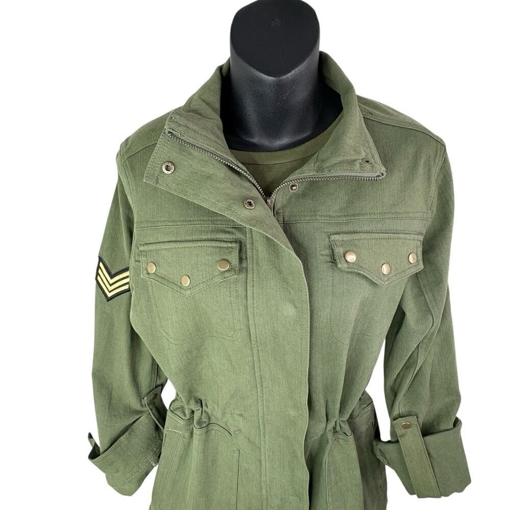 Two Penny Lane Maxwell Field Jacket Olive Green Women’s S Army Style Grunge Hip - Picture 5 of 16